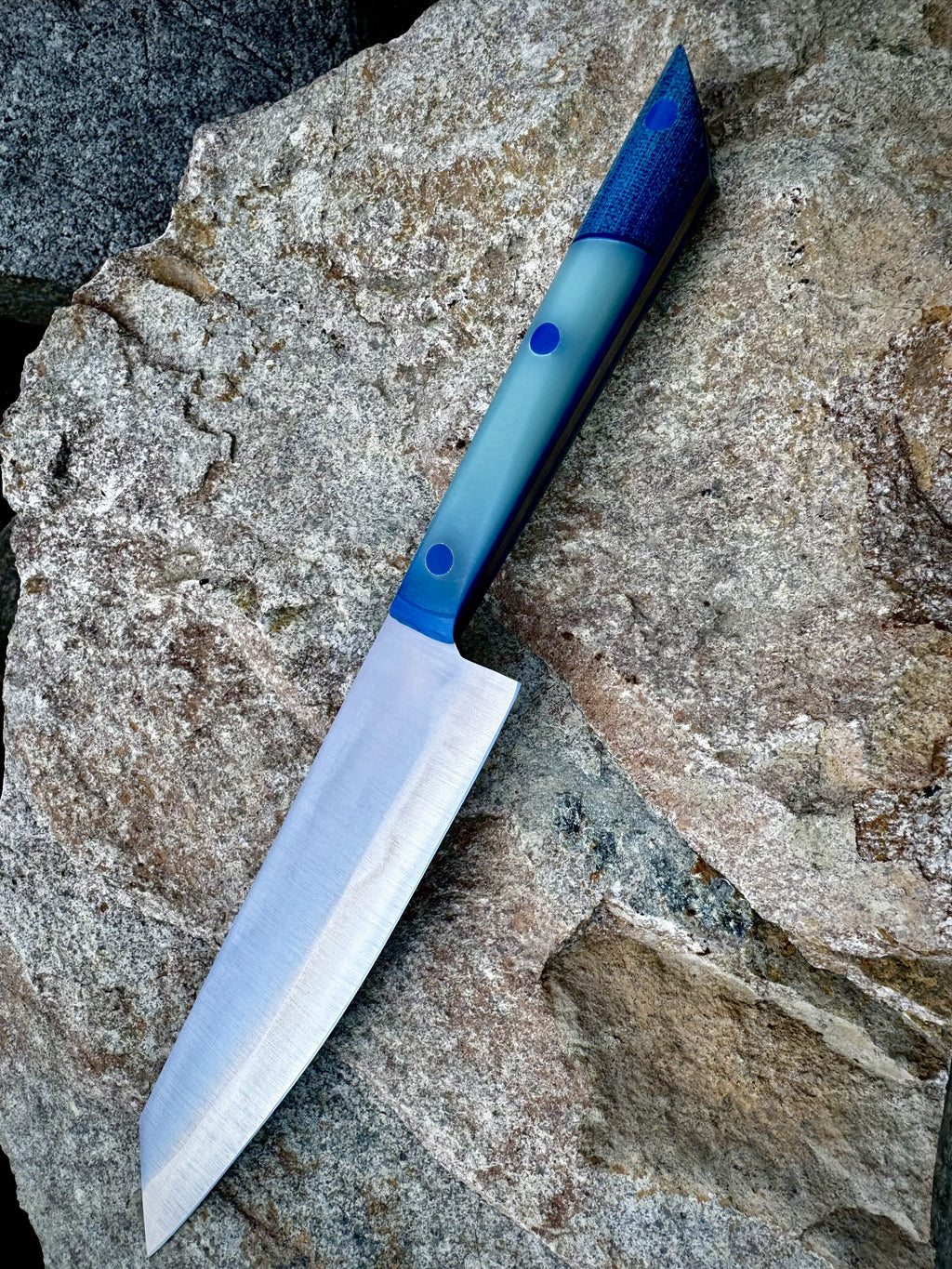 Gyuto styled knife with Blue Jeans Handle