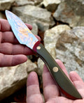 Hand-made paring knife with mosaic pin and sculpted handle