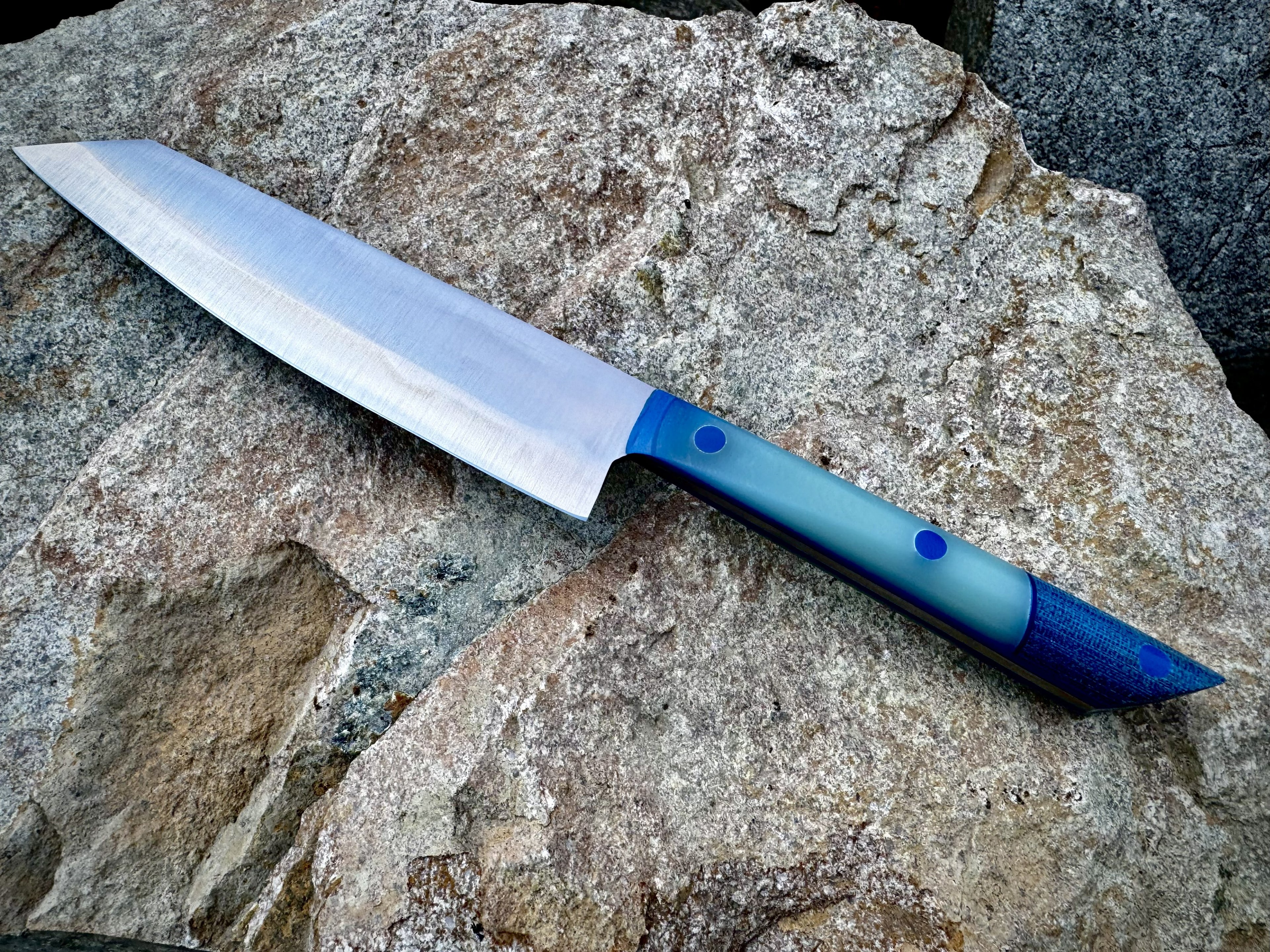 Gyuto styled knife with Blue Jeans Handle