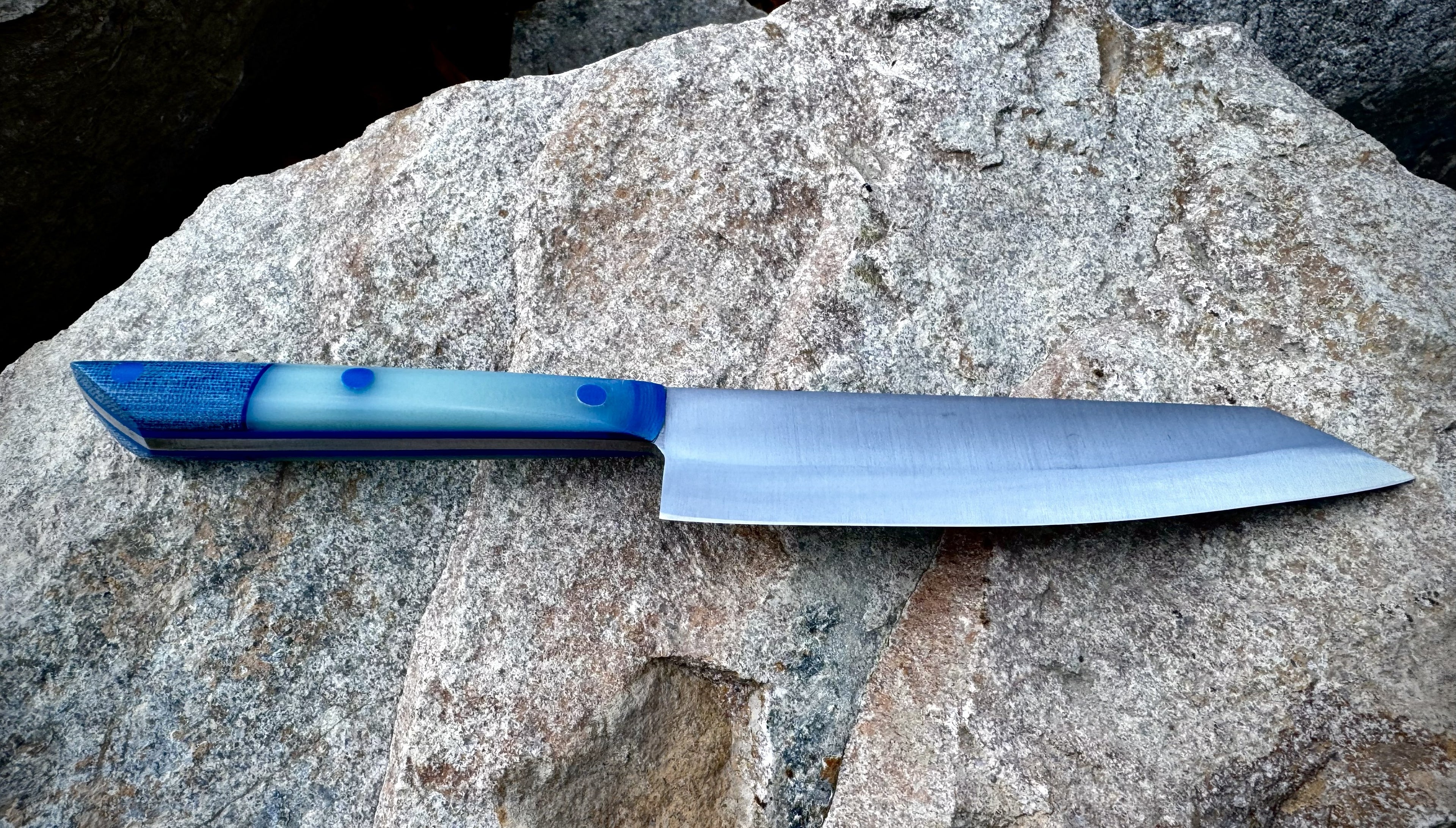 Gyuto styled knife with Blue Jeans Handle