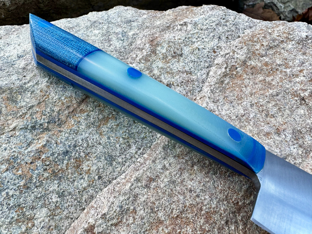 Gyuto styled knife with Blue Jeans Handle